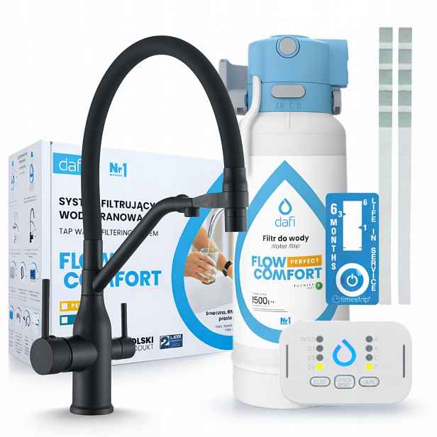 Kuchyňský Kohoutek Na Vodní Filtr Černý A Filtr Pod Dřez Dafi Flow Comfort D-1