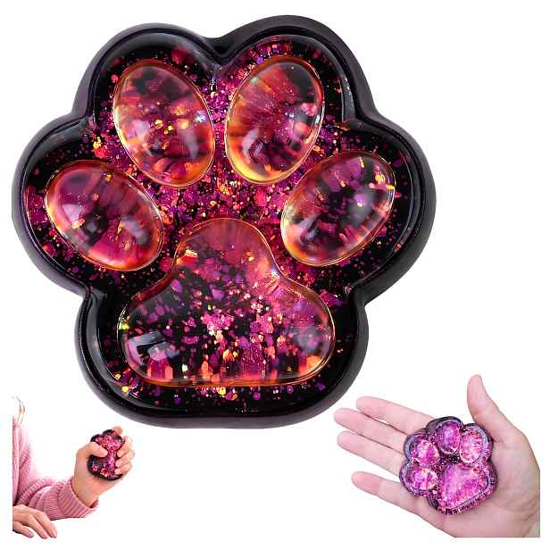 Sada 4 Mačkací Hračky Kočičí tlapka Zábavné gadgety na mačkání Squishy Růžové