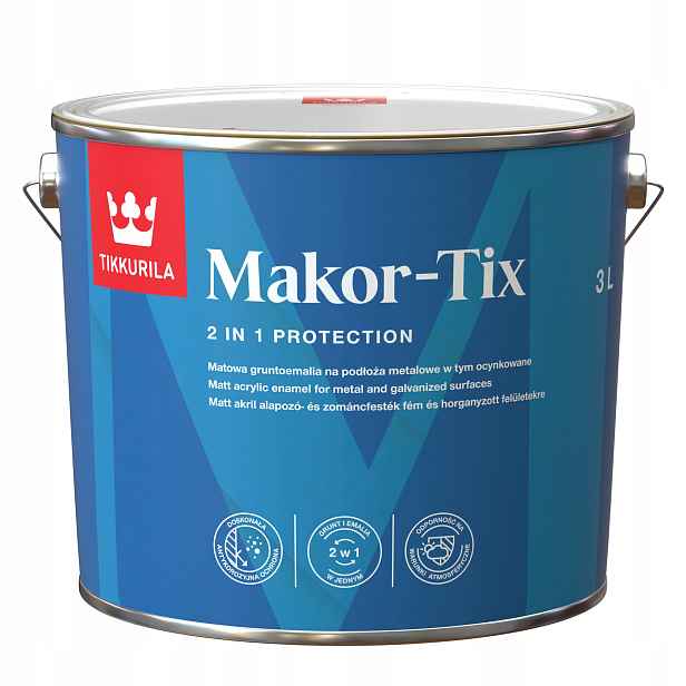 Střešní barva Makortix, pozink 3L Červený oxid Tikkurila