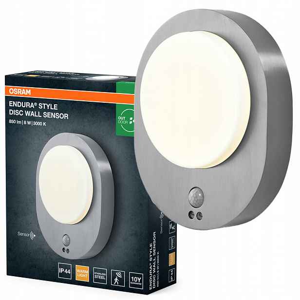 Zahradní nástěnné svítidlo Led Fasádní lampa Snímač pohybu 8W 370lm 3000K IP44