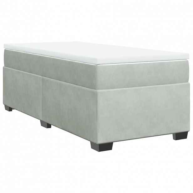 vidaXL Box spring postel s matrací světle šedá 90x200 cm samet