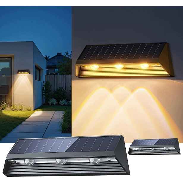 Sada 4 solárních lamp pro plot, venkovní solární lampy, voděodolné