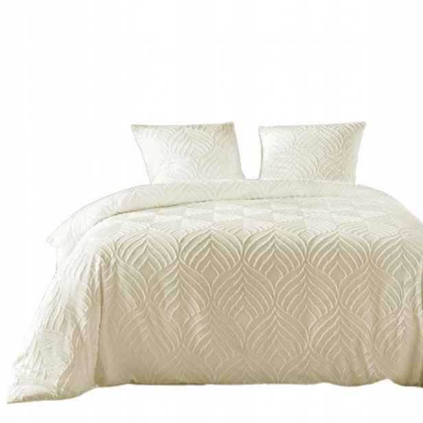Sada Povlečení 240 X 220 CM S Tuftovaným Vzorem Polyester Béžová