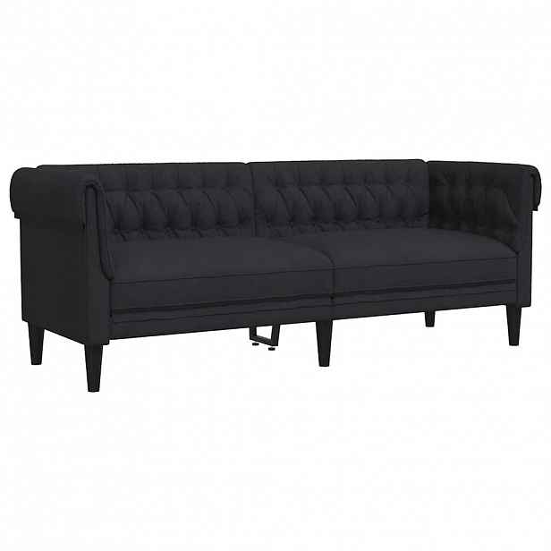 vidaXL Chesterfield pohovka 3místná černá textil