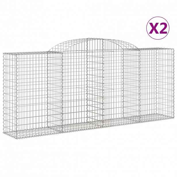 vidaXL Klenuté gabionové koše 2 ks 300x50x120/140cm pozinkované železo