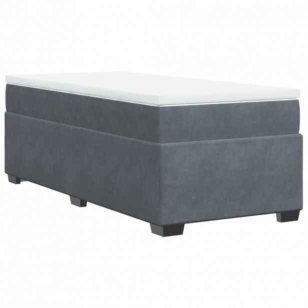 vidaXL Box spring postel s matrací tmavě šedá 90x200 cm samet