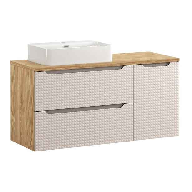 Comad Závěsná skříňka Luxor Beige Trust s deskou a umyvadlem 120 cm černá/dub olejovaný
