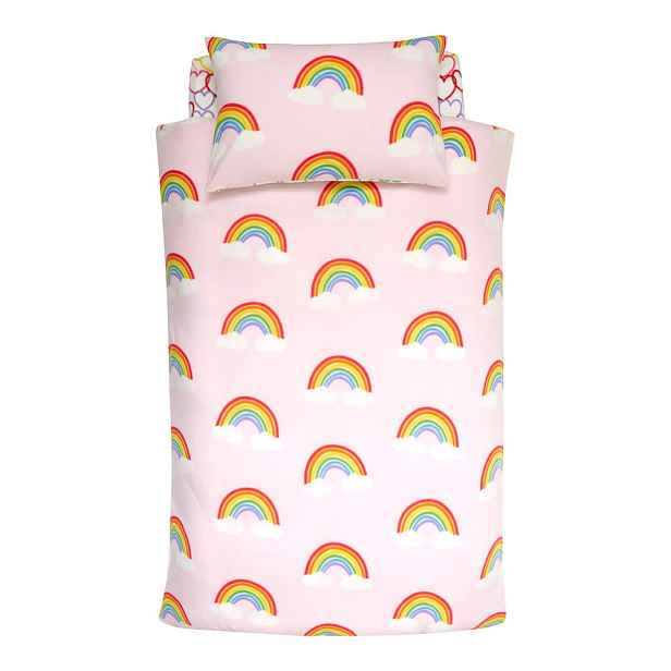 Flanelové dětské povlečení do postýlky 120x150 cm Rainbow Hearts – Catherine Lansfield