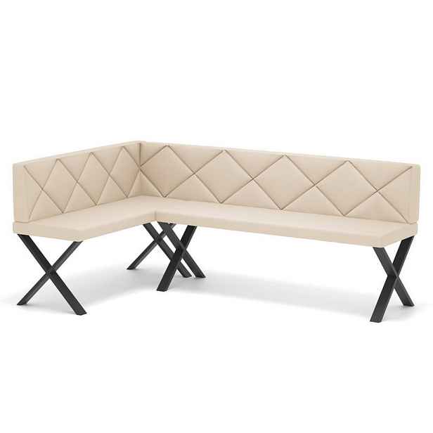 Idohome ROHOVÁ LAVICE VERO X levá ekokůže prošívaná, 142/196 cm, béžová