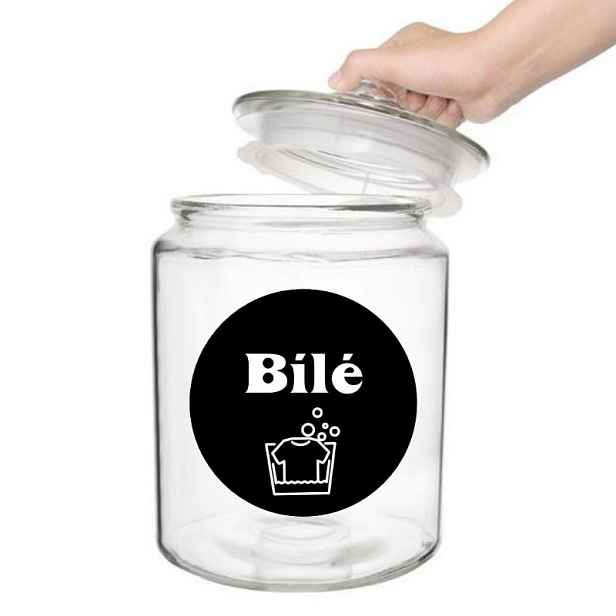 Označto Nálepka/štítek s grafikou trika - Bílé Barva písma: Bílé na černém