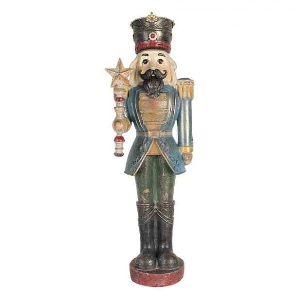 Modro-zelená dekorace figurka Louskáček Nutcracker - 21*15*60 cm Clayre & Eef