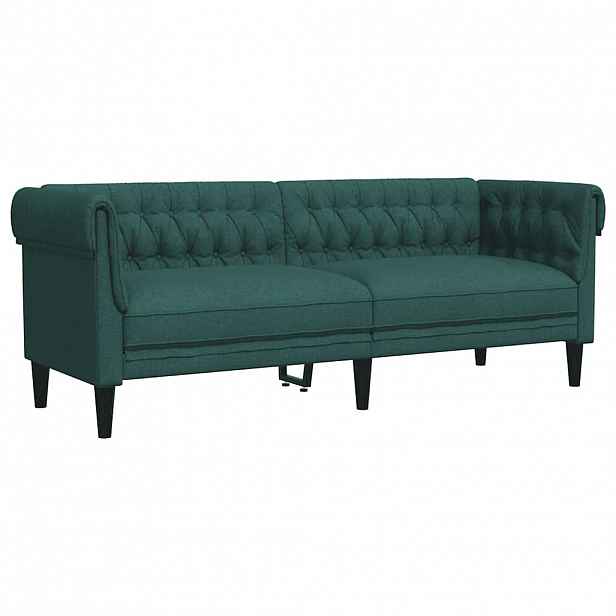 vidaXL Chesterfield pohovka 3místná tmavě zelená textil