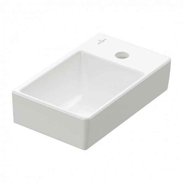Villeroy & Boch Avento - Umývátko 36x22 cm, bez přepadu, otvor pro baterii vpravo, CeramicPlus, Stone White 43003LRW
