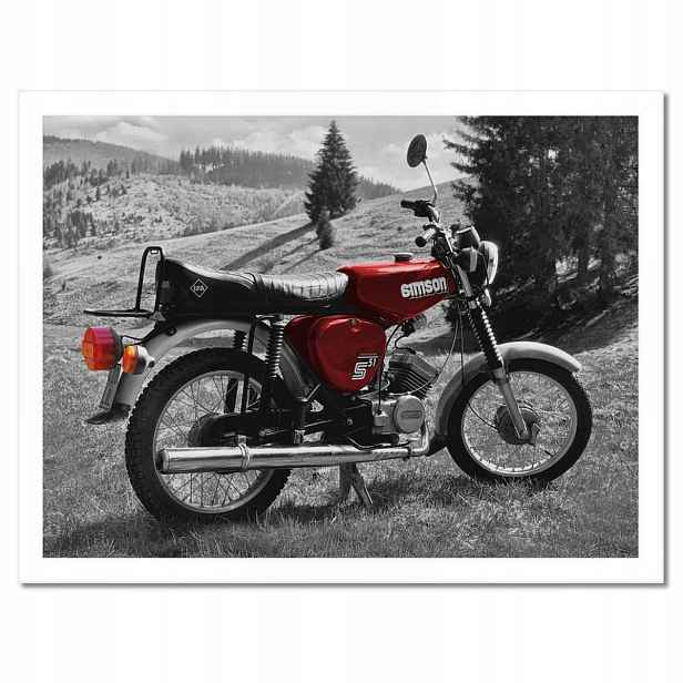 Plakáty v rámu 40x30 Červený Simson S51 E