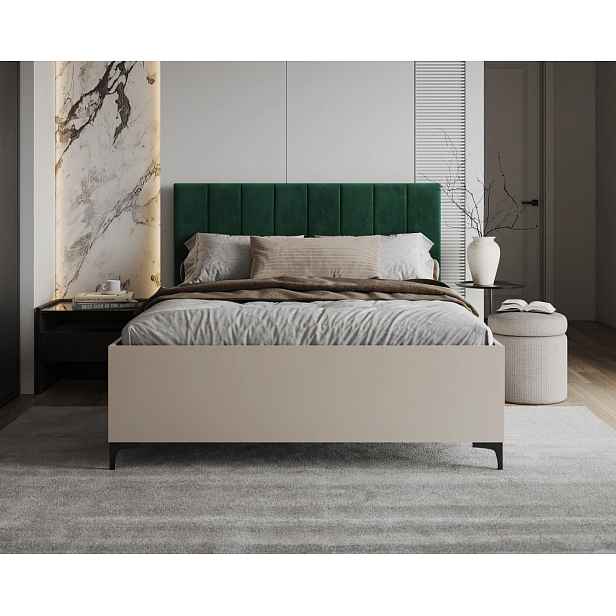 FDM Postel Sierra se zvedacím roštem Trinity lahvově zelená/kašmír, velikost 120x200