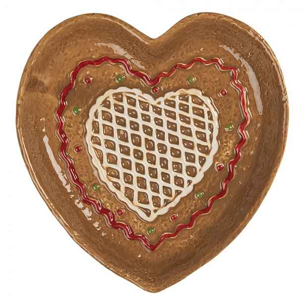 Keramický talířek perníkové srdce Gingerbread Cott - 17*17*3 cm Clayre & Eef
