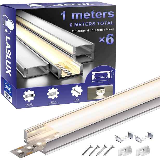 Led hliníkový profil U s krytem pro pásku 12 mm 1 m 6 ks
