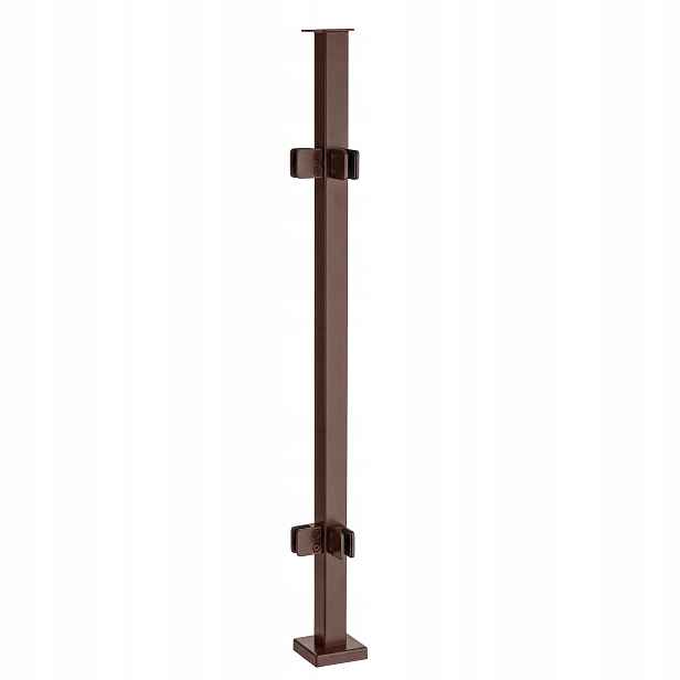 Rohový sloupek pro skleněné zábradlí 100 cm 40x40 Hnědý 4 držáky Loft