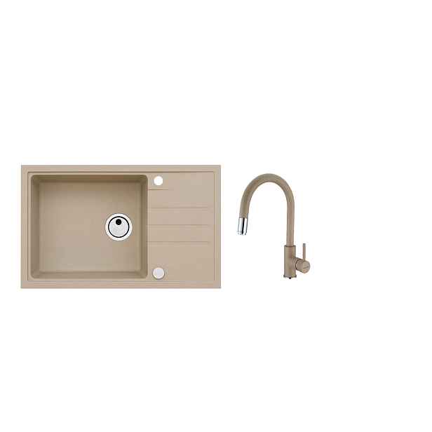 SET ALVEUS INTERMEZZO 130/55 + BATERIE DELOS 55 obdélníkový granitový dřez 595 x 475 mm v setu s baterií