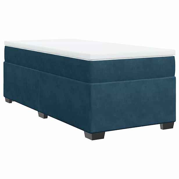 vidaXL Box spring postel s matrací tmavě modrá 90x200 cm samet