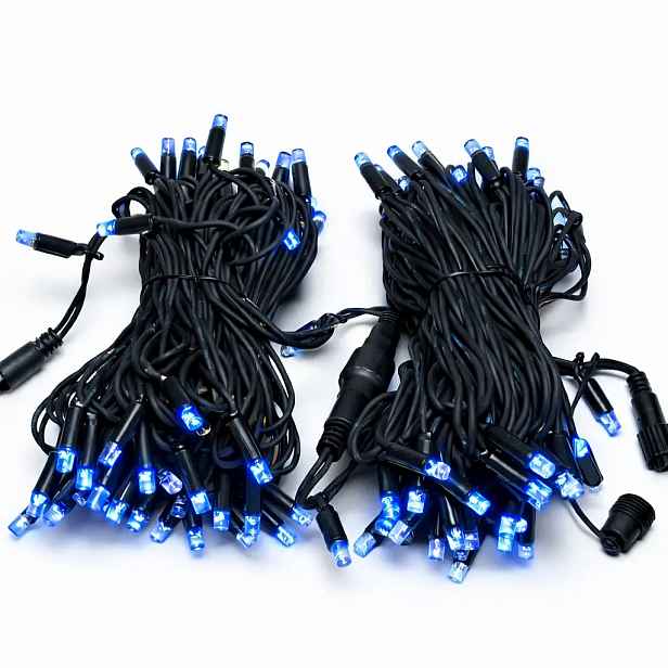 Easy Fix LED světelný řetěz, 20 m, venkovní, modrá, 120 diod, černý kabel, IP67