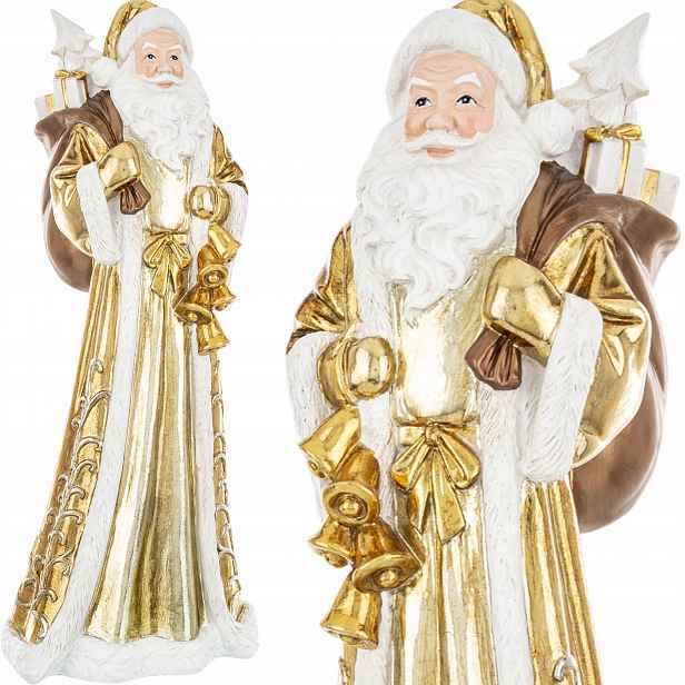Figurka Mikuláš S Dárky Zlato-bílá velká 35,5cm vánoční