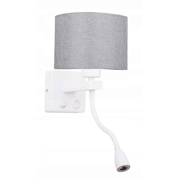 Led nástěnné svítidlo na čtení, bílé, 40W, Abažur
