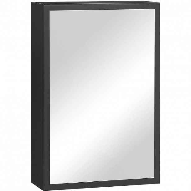 Modfu KOUPELNOVÁ zrcadlová skříňka z oceli 40x15x60 cm černá nástěnná s tichým dovíráním a úsporným úložným prostorem
