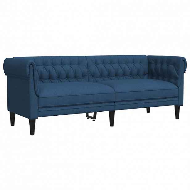 vidaXL Chesterfield pohovka 3místná modrá textil