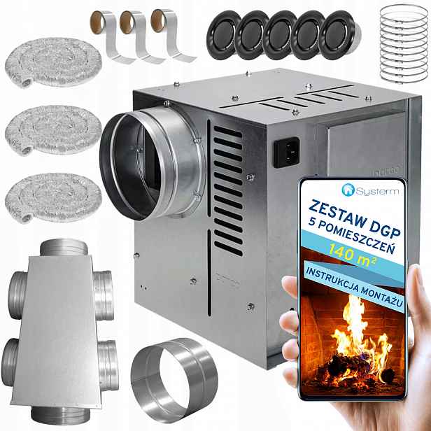 Krbová Turbína Krbový ventilátor Set Dgp 5 místností 140 m2