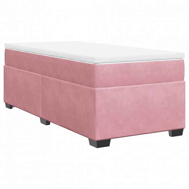 vidaXL Box spring postel s matrací růžová 90x200 cm samet