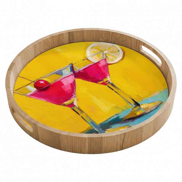 OnlyWow SERVÍROVACÍ PODNOS Sklenice - Koktejl - Citron - Třešeň 40x40 cm