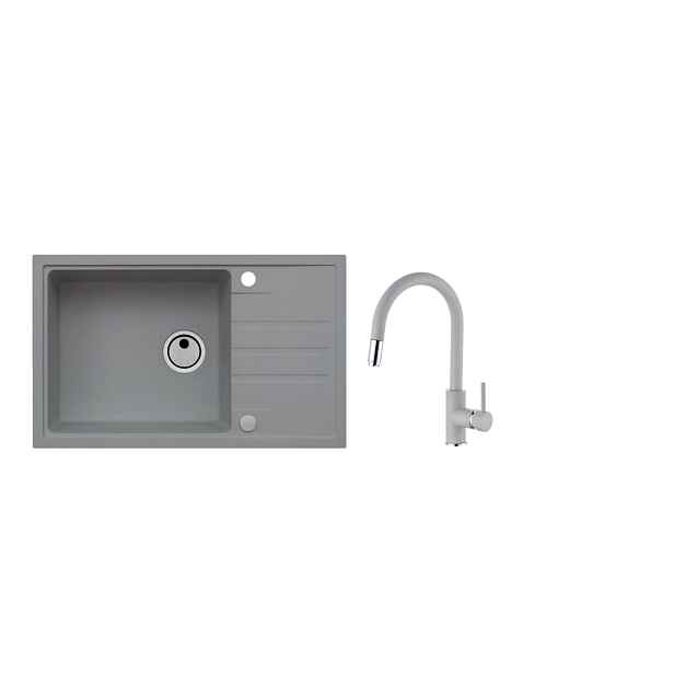SET ALVEUS INTERMEZZO 130/81 + BATERIE DELOS 81 obdélníkový granitový dřez 595 x 475 mm v setu s baterií