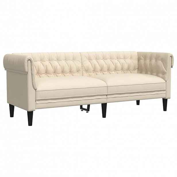 vidaXL Chesterfield pohovka 3místná len