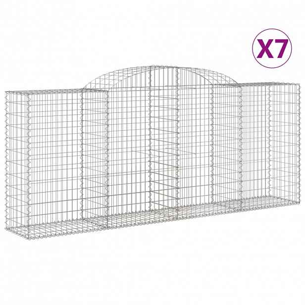 vidaXL Klenuté gabionové koše 7 ks 300x50x120/140cm pozinkované železo