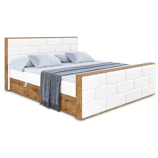 ALTDECOR KONTINENTÁLNÍ POSTEL s matrací H3 - LOLLI8-Z - 200x200 cm Bílá