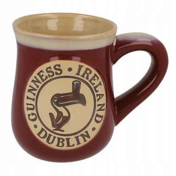 Guinness Toucan Pottery hrnek pivní sklenice keramický 50 cl burgundský Tukan A10