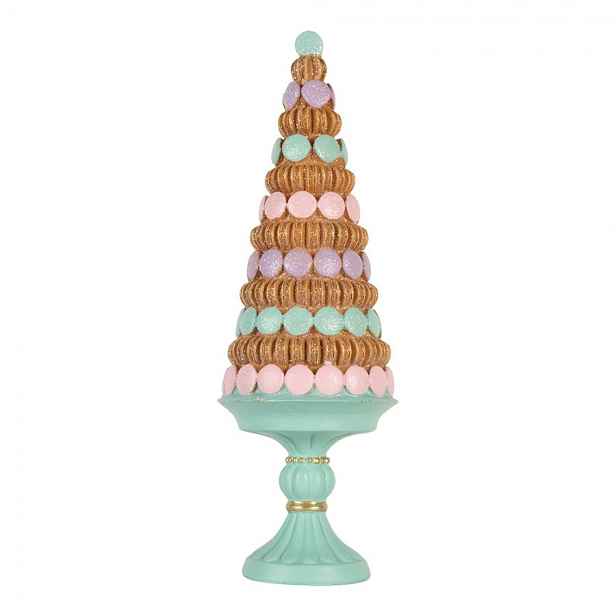 Hnědo-zelená dekorace vánoční stromek Christmas Tree - Ø 13*40 cm Clayre & Eef