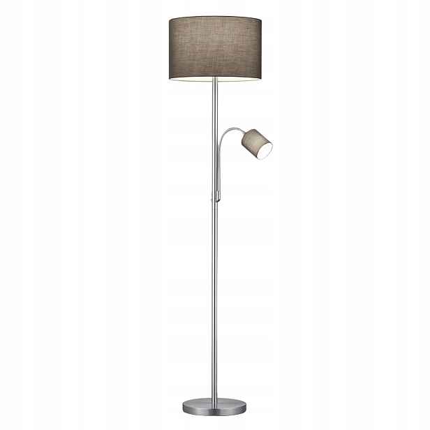 Podlahová lampa Hotel Trio, stříbrná, 170 cm, E14/E27, 2x78W, kov/textil