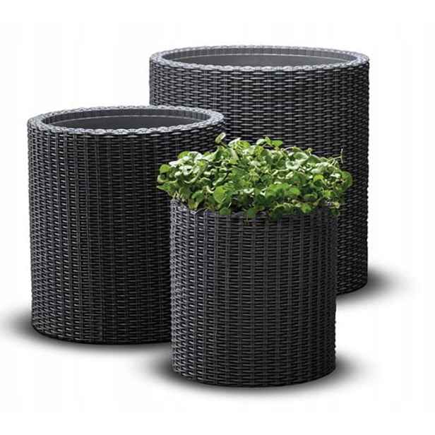 Set 3 Květináčů Keter Cylinder Planter S+m+l Grafit