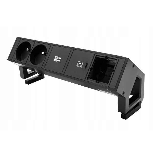 Bachmann Desk 2, 2x zásuvka Cz, zdroj 30W(USB C), 1x volný, černý(902.984)
