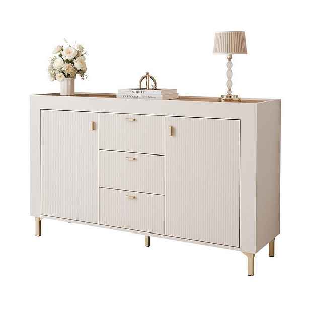 Idohome KOMODA AVENA 137/40/84 cm, 3 zásuvky, kašmírová / dub