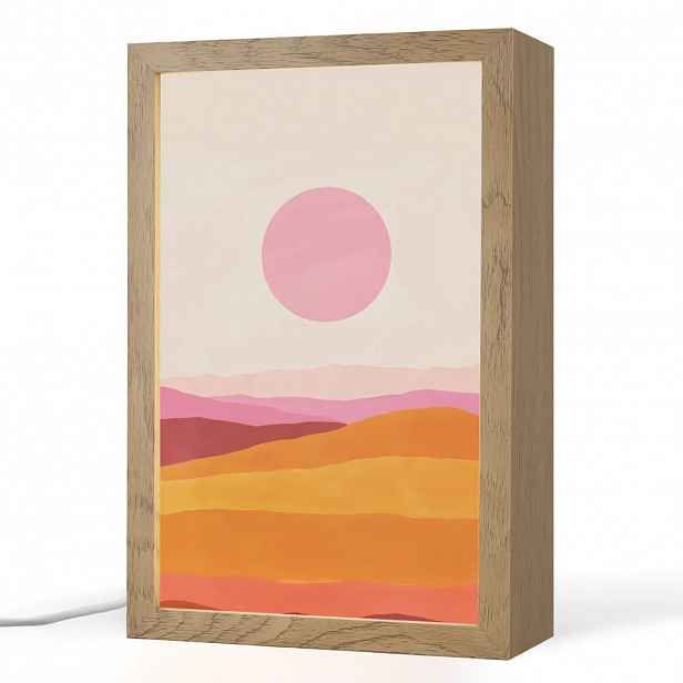 OnlyWow STOLNÍ LAMPA Kopce - oranžová - slunce - abstraktní 20x30 cm