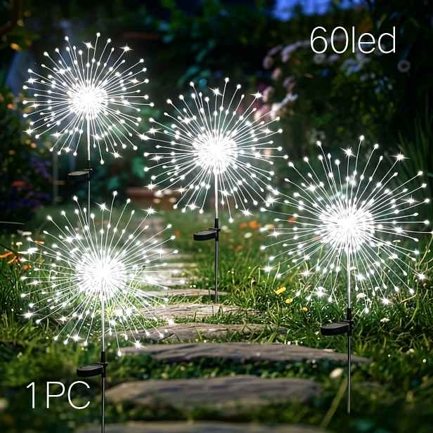 TEMU 1 balení solárních dekorativních lamp ve tvaru pampelišky, IP54, 8 světelných režimů. Vhodné pro venkovní zahrady, trávníky, okraje silnic,