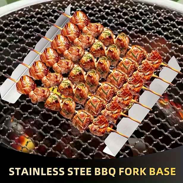 TEMU 2 ks Stojan na kebab, víceúčelový stojan na kebab, proti deformaci a přilnutí, sada na BBQ, nerezové příbory. BBQ nezbytnosti. Vhodné pro
