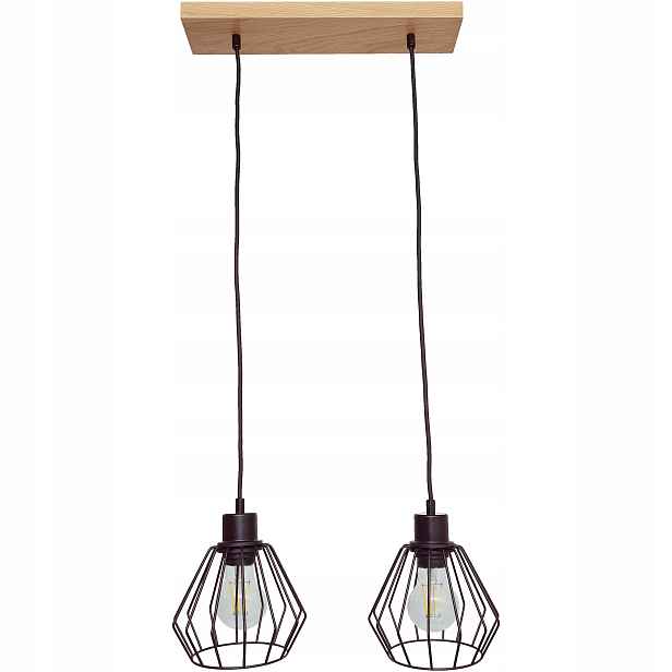 Závěsné stropní svítidlo Diana lustr loft dřevěný Dub 2x diamant Stylová