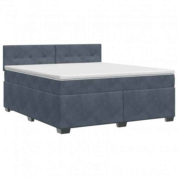 vidaXL Postel boxspring s matrací s čelo Tmavě šedá 180 x 200 cm Samet