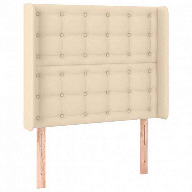 vidaXL Čelo postele typu ušák krémové 103x16x118/128 cm textil
