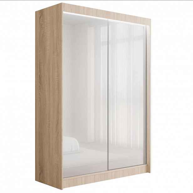 ALTDECOR ŠATNÍ SKŘÍŇ PEKA s LED – 120 cm – Sonoma dub | bílá