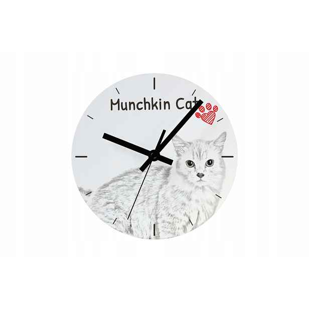 Kočka Munchkin hodiny s kočkou závěsné a stojící, personalizace fotografií